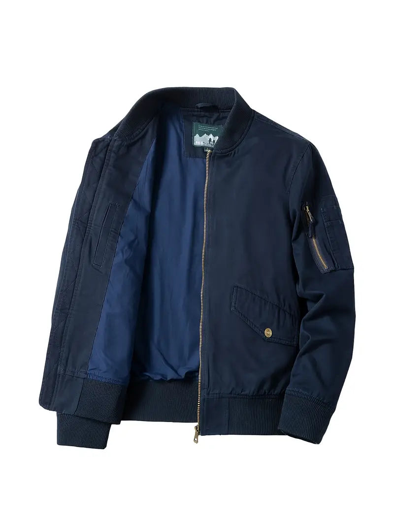 Bomber jacket homem leve corta-vento com fecho de correr design minimalista