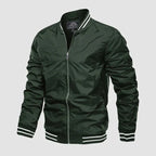Jaqueta bomber masculina leve com fecho de correr estilo casual