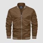Jaqueta bomber masculina leve com fecho de correr estilo casual