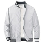 Jaqueta bomber masculina leve com fecho de correr estilo casual