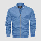 Jaqueta bomber masculina leve com fecho de correr estilo casual