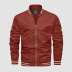 Jaqueta bomber masculina leve com fecho de correr estilo casual