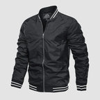 Jaqueta bomber masculina leve com fecho de correr estilo casual
