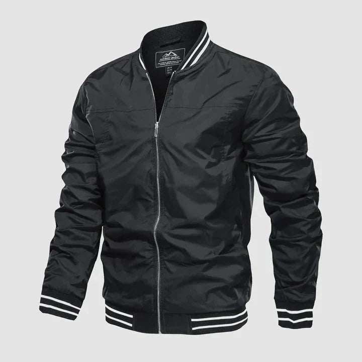 Jaqueta bomber masculina leve com fecho de correr estilo casual