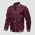 Jaqueta bomber masculina leve com fecho de correr estilo casual