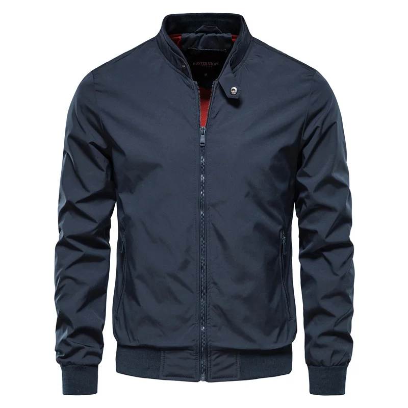 Bomber jacket homem leve com fecho de correr estilo casual streetwear