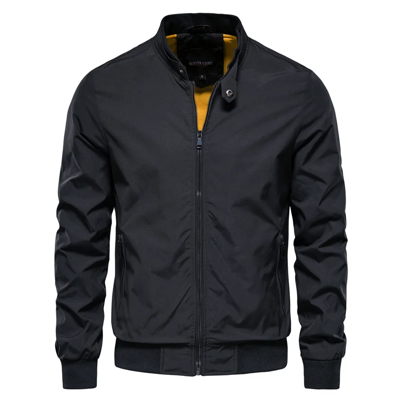 Bomber jacket homem leve com fecho de correr estilo casual streetwear