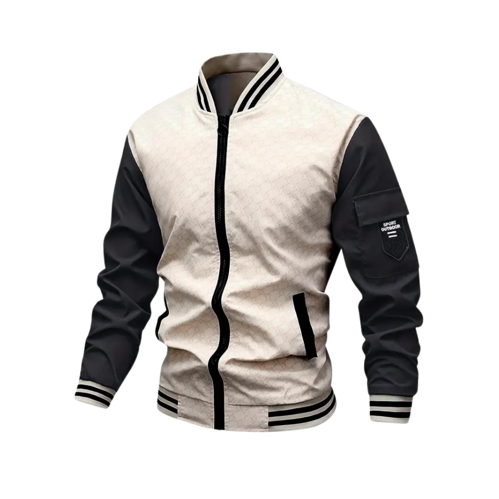 Bomber jacket homem com fecho de correr design casual outono