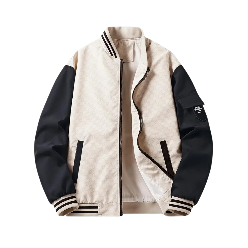 Bomber jacket homem com fecho de correr design casual outono
