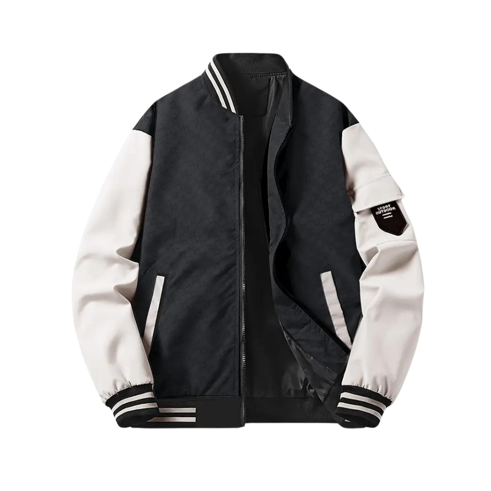 Bomber jacket homem com fecho de correr design casual outono