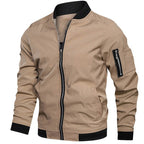 Bomber jacket leve homem com gola alta e fecho de correr