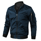 Bomber jacket leve masculina com fecho de correr, estilo vintage casual