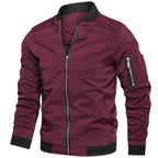 Bomber jacket leve homem com gola alta e fecho de correr