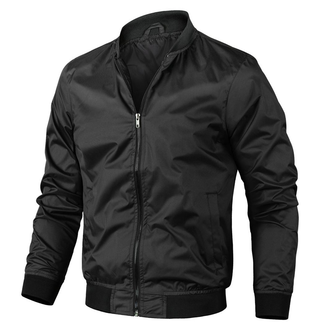 Bomber jacket leve masculina com fecho de correr, estilo vintage casual