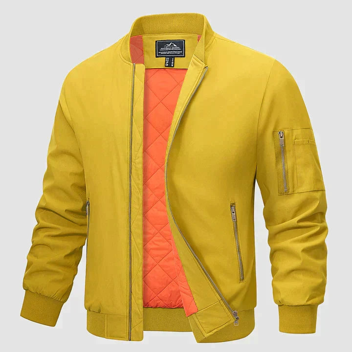 Bomber jacket masculina leve corta-vento com zíper frontal