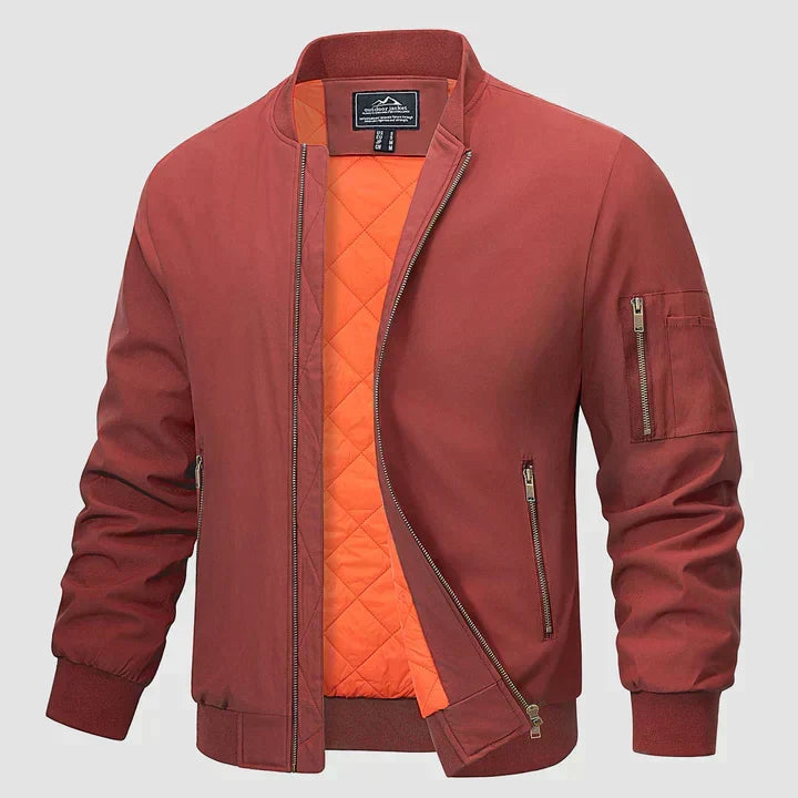 Bomber jacket masculina leve corta-vento com zíper frontal
