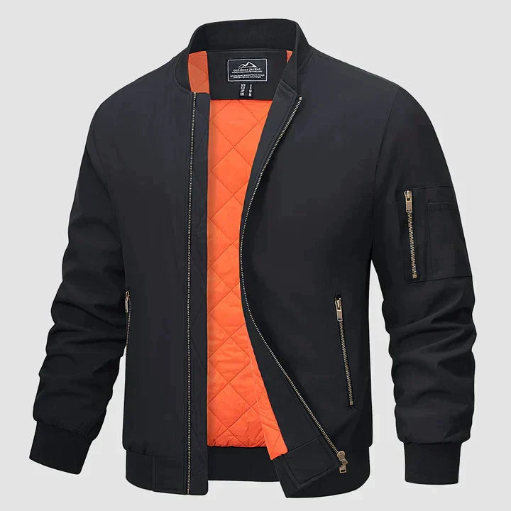 Bomber jacket masculina leve corta-vento com zíper frontal
