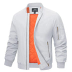 Bomber jacket masculina leve corta-vento com zíper frontal