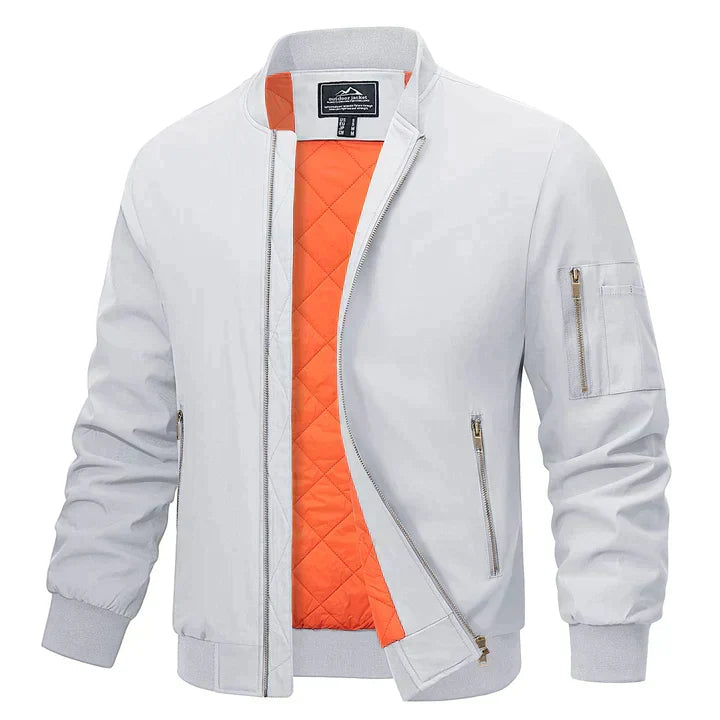Bomber jacket masculina leve corta-vento com zíper frontal