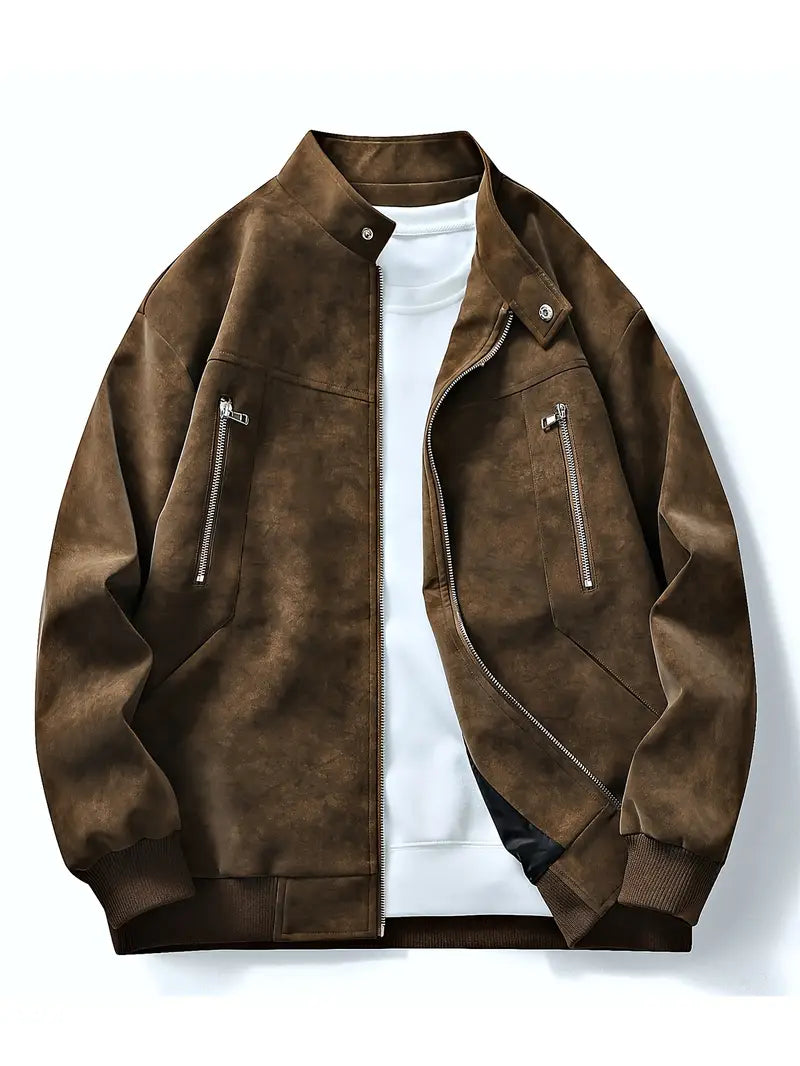Bomber jacket homem fecho de correr corte largo outono