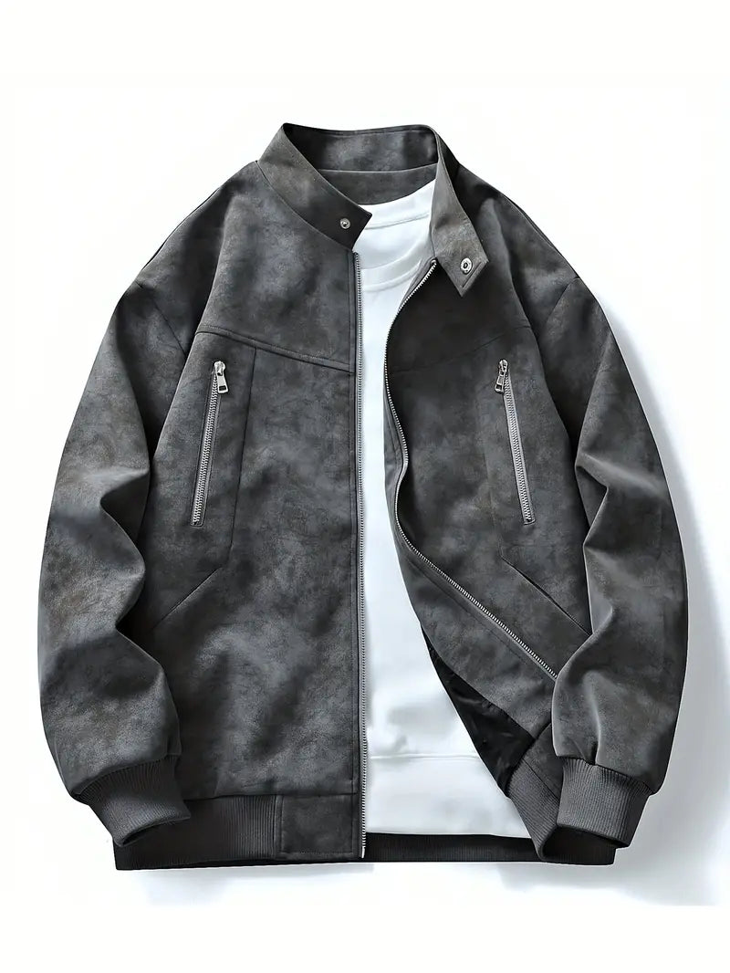 Bomber jacket homem fecho de correr corte largo outono