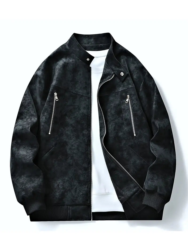 Bomber jacket homem fecho de correr corte largo outono