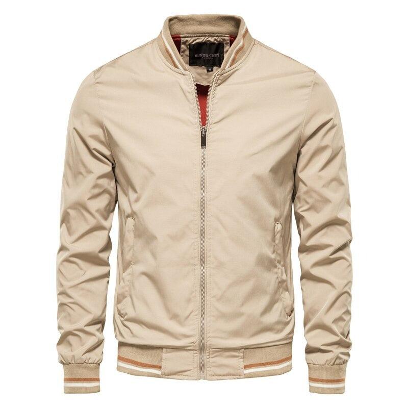 Bomber jacket homem slim fit com fecho de correr para outono