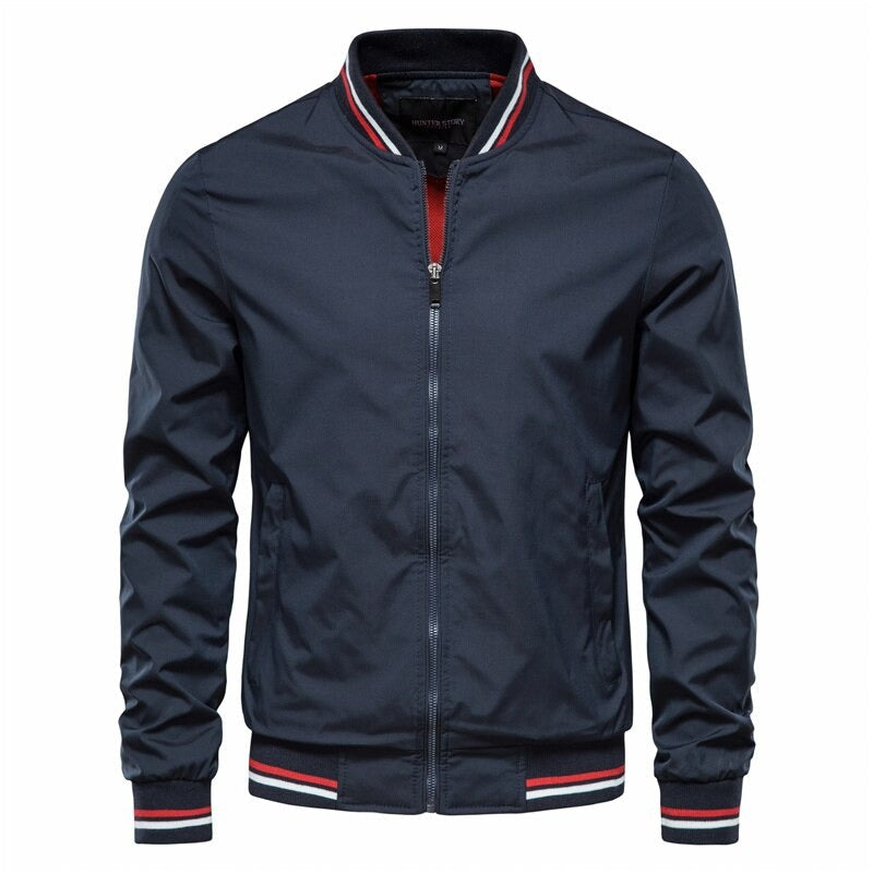 Bomber jacket homem slim fit com fecho de correr para outono