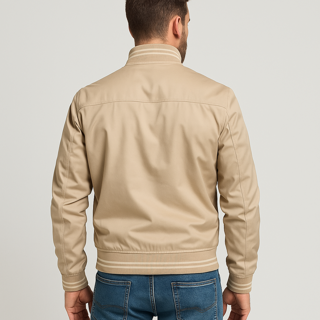 Bomber jacket homem slim fit com fecho de correr para outono