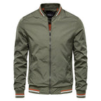 Bomber jacket homem slim fit com fecho de correr para outono