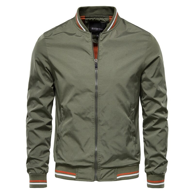 Bomber jacket homem slim fit com fecho de correr para outono
