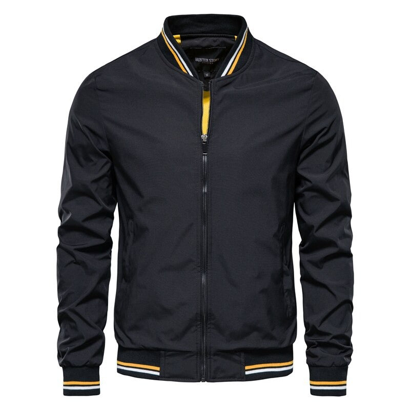 Bomber jacket homem slim fit com fecho de correr para outono