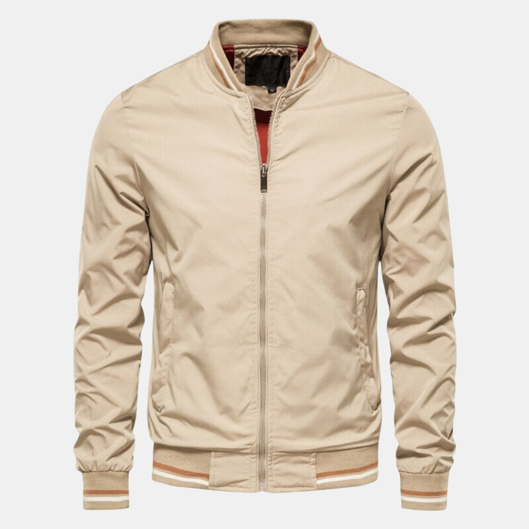 Bomber jacket masculina Harrington com fecho de correr e comprimento taille