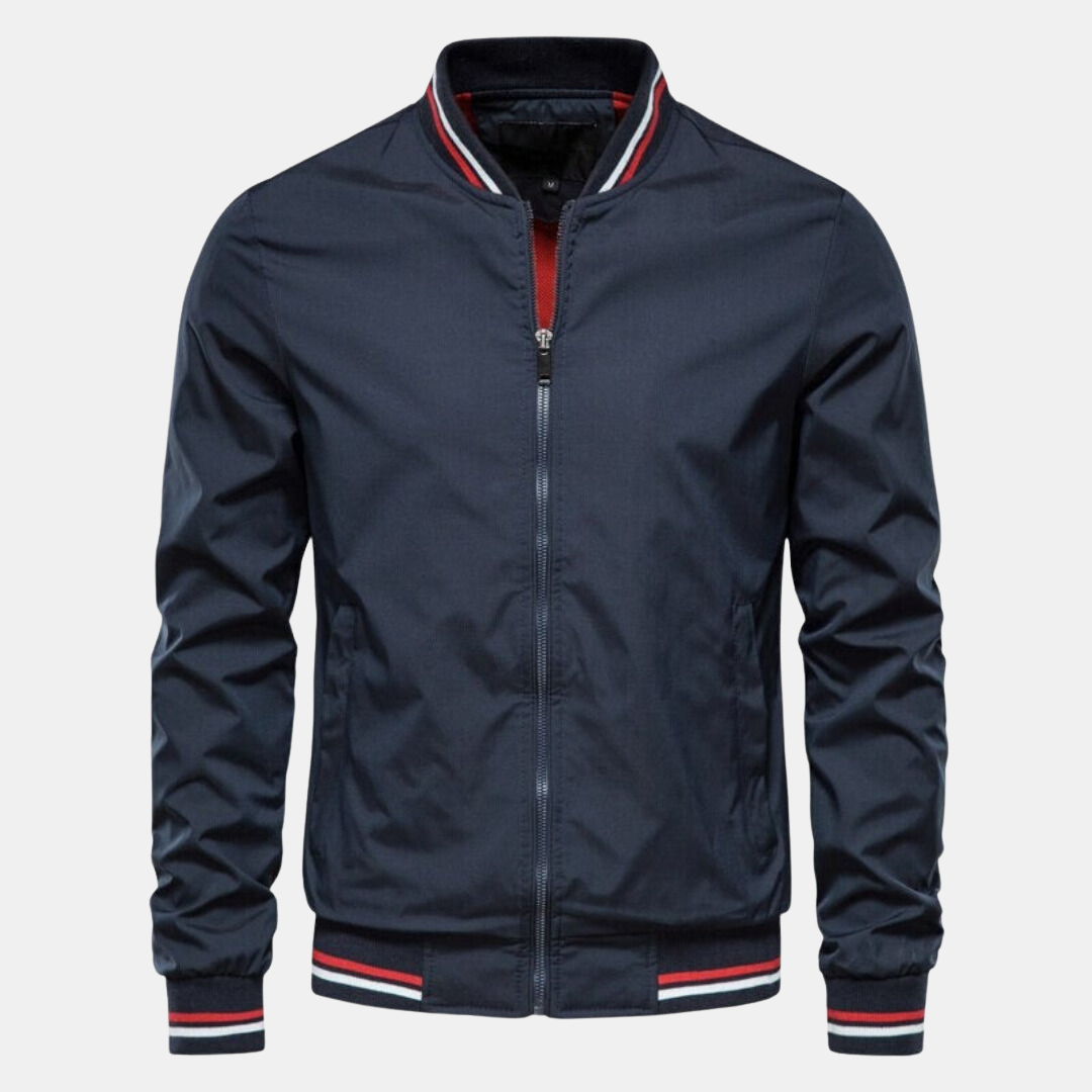Bomber jacket masculina Harrington com fecho de correr e comprimento taille