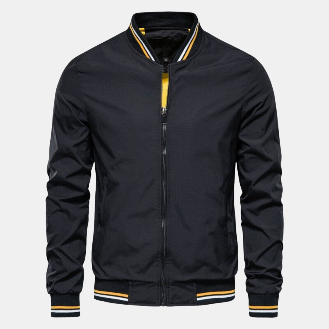 Bomber jacket masculina Harrington com fecho de correr e comprimento taille