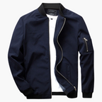 Jaqueta bomber masculina com fecho de correr e punhos canelados