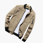 Jaqueta bomber masculina com fecho de correr e punhos canelados