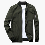 Jaqueta bomber masculina com fecho de correr e punhos canelados