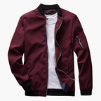 Jaqueta bomber masculina com fecho de correr e punhos canelados