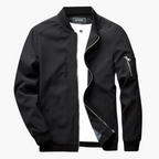 Jaqueta bomber masculina com fecho de correr e punhos canelados