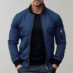 Bomber jacket homem leve com fecho de correr corte solto