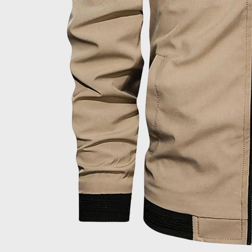 Bomber jacket homem leve com fecho de correr corte solto