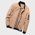 Bomber jacket homem leve com fecho de correr corte solto