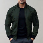 Bomber jacket homem leve com fecho de correr corte solto