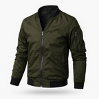 Bomber jacket masculina corta-vento com fecho de correr, corte clássico leve