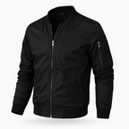 Bomber jacket masculina corta-vento com fecho de correr, corte clássico leve