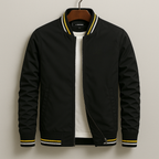 Bomber jacket homem com fecho de correr e acabamentos canelados design minimalista