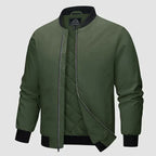 Bomber jacket homem acolchoada de inverno com fecho de zipper e forro estofado