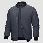 Bomber jacket homem acolchoada de inverno com fecho de zipper e forro estofado