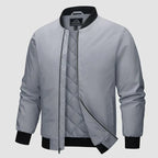 Bomber jacket homem acolchoada de inverno com fecho de zipper e forro estofado